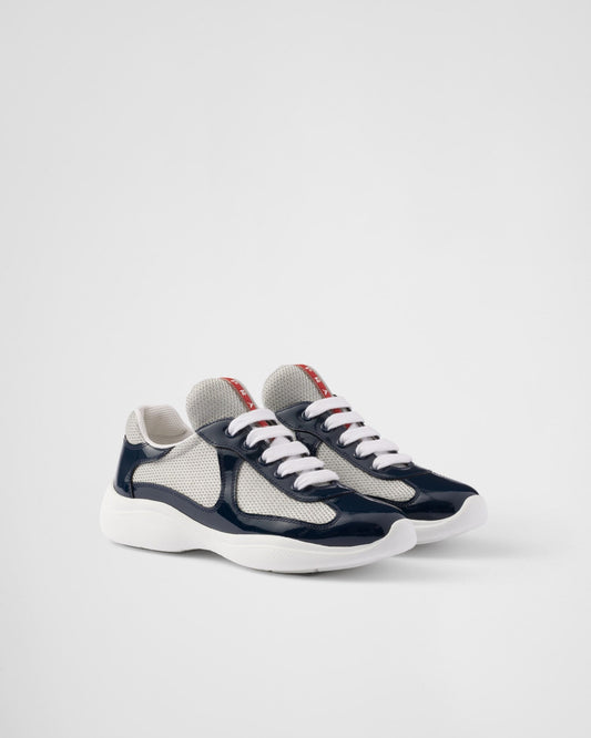 Baskets Prada America’s Cup en tissu Bike bleu roi